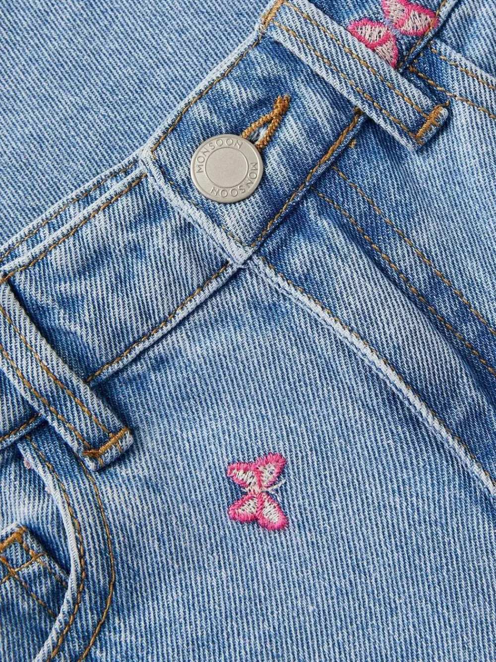 Monsoon Blue Butterfly Embroidered Straight Leg Jeans^ Jeans & Joggers|Jeans