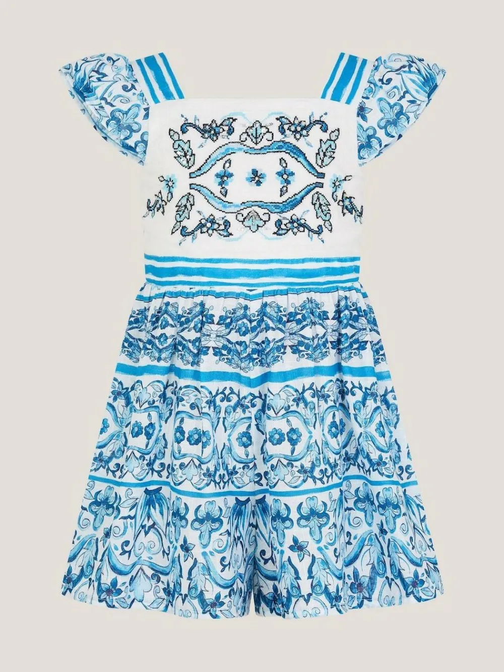 Clearance Monsoon Blue Calista Floral Print Frilly Playsuit