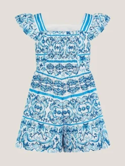 Clearance Monsoon Blue Calista Floral Print Frilly Playsuit