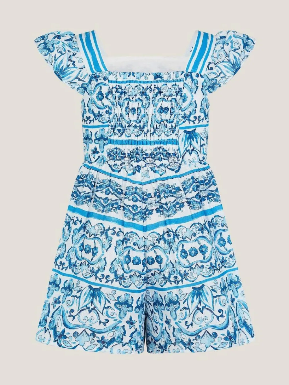 Clearance Monsoon Blue Calista Floral Print Frilly Playsuit