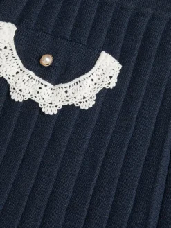 Sale Monsoon Blue Crochet Knit Pleated Skirt