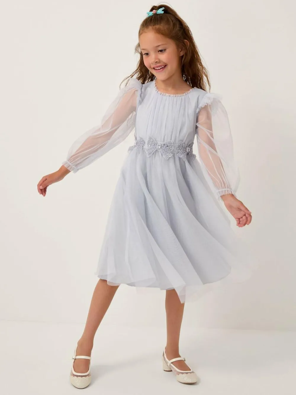 Monsoon Blue Dahlia Bow Embellished Tulle Party Dress^ Dresses