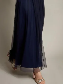 Monsoon Ellie Sheer Sleeve Plunge Tulle Maxi Dress^Women Maxi Dresses