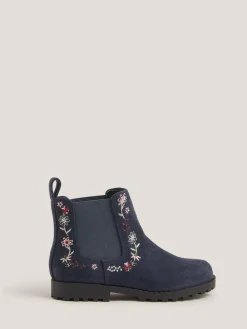 Monsoon Blue Floral Embroidered Chelsea Boots^ Baby Boots|Boots