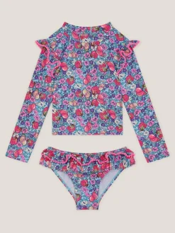 Discount Monsoon Blue Floral Shell Print UPF50+ Long Sleeve Swim Set