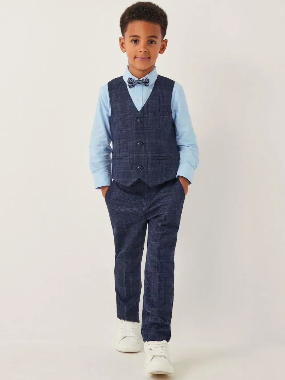 Monsoon Blue Four-Piece Oliver Check Suit^BOY Occasionwear|Suits & Vest