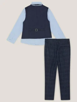 Monsoon Blue Four-Piece Oliver Check Suit^BOY Occasionwear|Suits & Vest