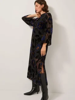 Monsoon Blue Giselle Sheer Floral Devoré Midi Dress^Women Occasion Dresses|Midi Dresses