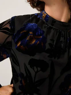 Monsoon Blue Giselle Sheer Floral Devoré Midi Dress^Women Occasion Dresses|Midi Dresses