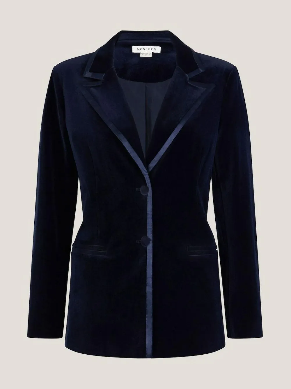 Best Monsoon Mila Single Breasted Velvet Blazer Blue