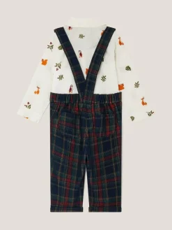 Best Monsoon Blue Newborn Woodland Shirt & Dungarees Set