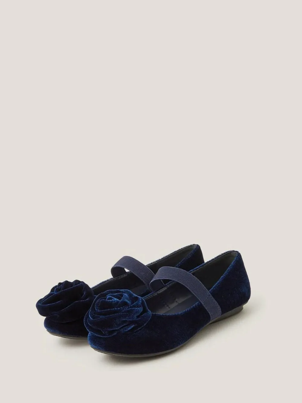 Sale Monsoon Blue Rosette Velvet Strap Ballet Flats
