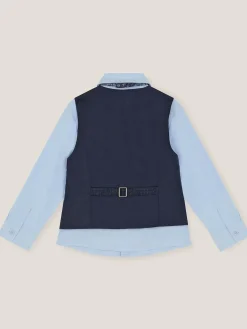 Monsoon Blue Three-Piece Oliver Check Waistcoat & Shirt Set