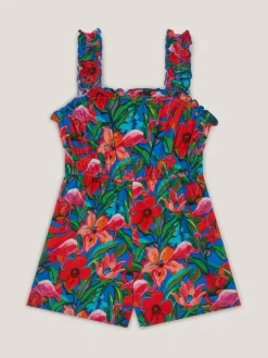 Monsoon Blue Tropical Print Jersey Playsuit^ Jumpsuits & Playsuits