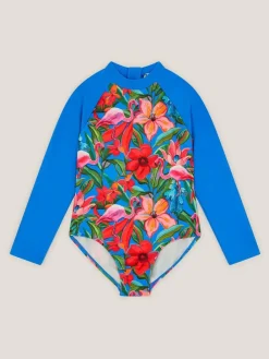 Outlet Monsoon Blue Tropical UPF50+ Long Sleeve Swimsuit