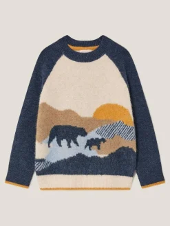 Clearance Monsoon Brown Bear Scene Knit Jumper