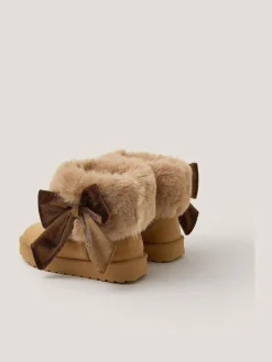 Monsoon Bow Faux Fur Suedette Ankle Boots^ Baby Boots|Boots