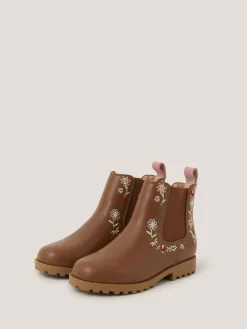 Monsoon Brown Flower Emb Boots^ Boots & Wellies