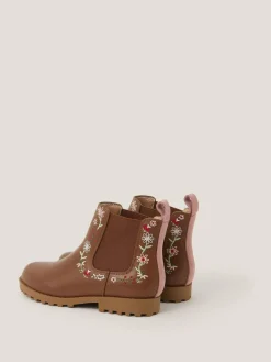 Monsoon Brown Flower Emb Boots^ Boots & Wellies