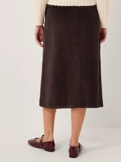 New Monsoon Malika Corduroy Midi Skirt Brown