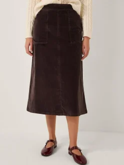 New Monsoon Malika Corduroy Midi Skirt Brown