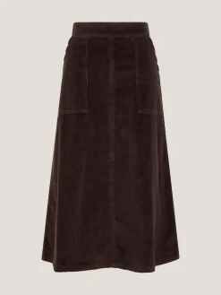 New Monsoon Malika Corduroy Midi Skirt Brown