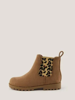 New Monsoon Brown Suedette Leopard Print Chelsea Boots
