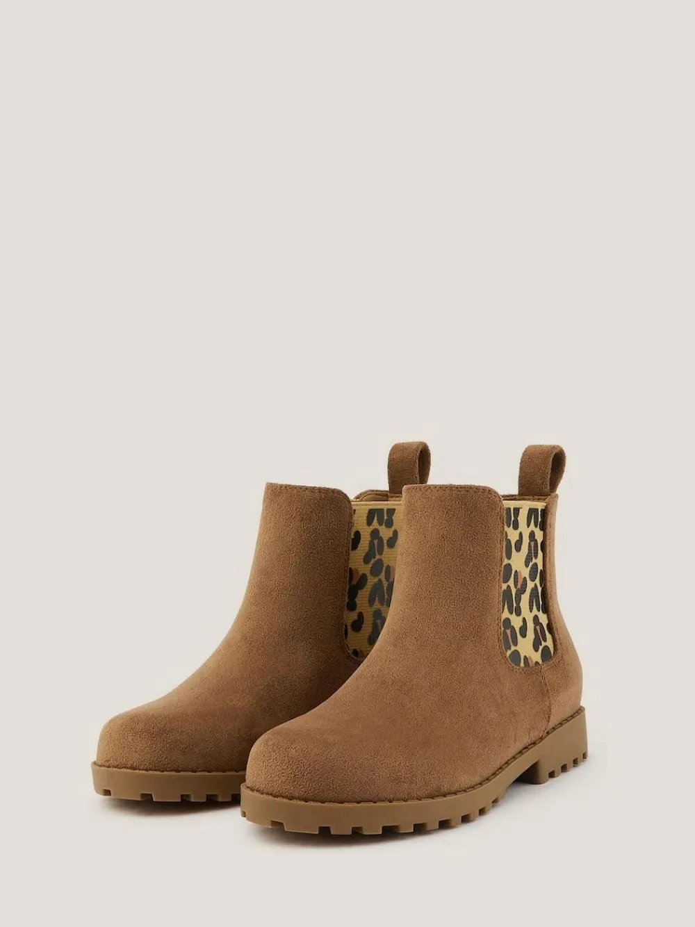 New Monsoon Brown Suedette Leopard Print Chelsea Boots