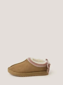 Monsoon Brown Velvet Bow Low Clogs^ Shoes