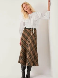 Discount Monsoon Brown Willa Check Midi Skirt