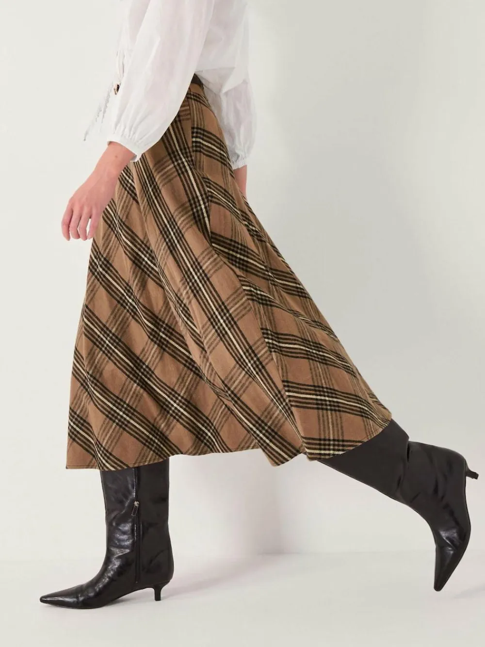 Discount Monsoon Brown Willa Check Midi Skirt