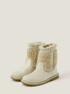 Monsoon Cream Borg Leather Boots^ Baby Boots|Boots