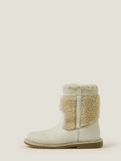 Monsoon Cream Borg Leather Boots^ Baby Boots|Boots