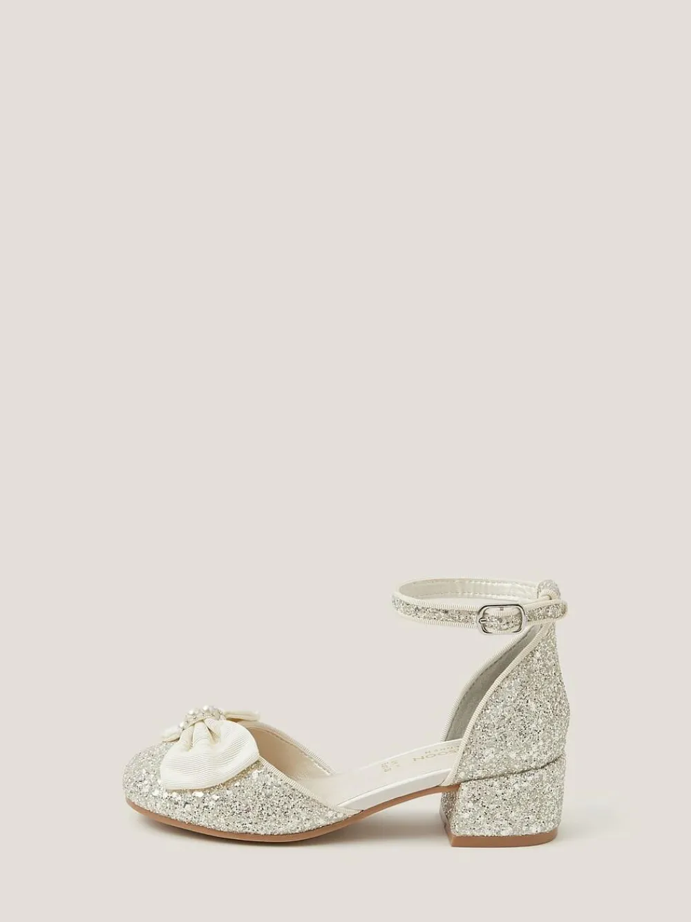 Monsoon Cream Bow Glitter Chunky Heels^ Shoes