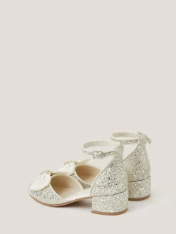Monsoon Cream Bow Glitter Chunky Heels^ Shoes