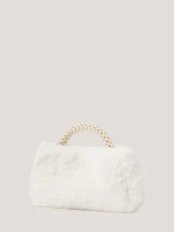 Monsoon Cream Fluffy Pearl Handle Bag^ Bags