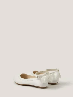 Hot Monsoon Cream Sara Pearly Bow Ballet Flats