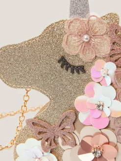 Monsoon Gold Ella Sequin Flower Unicorn Bag^ Bags