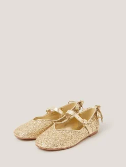 Monsoon Glitter Back Bow Ballet Flats^ Shoes