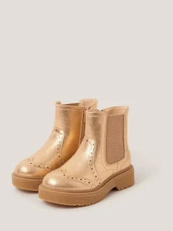 Monsoon Gold Metallic Chelsea Boots
