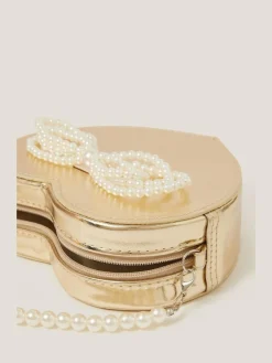 Monsoon Gold Pearl Heart Bag^ Bags