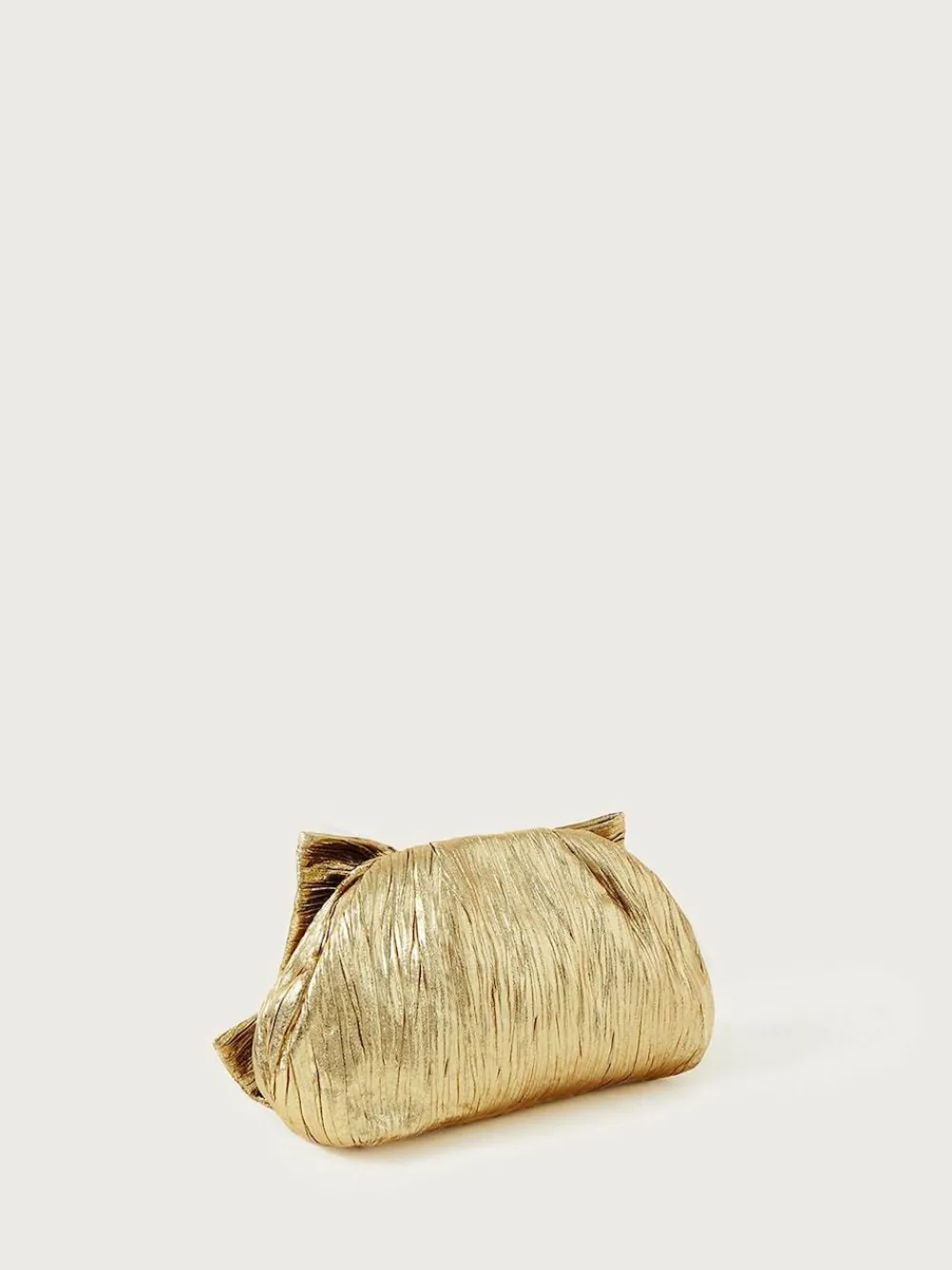 Online Monsoon Gold Tone Oversized Bow Metallic Bag