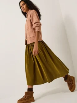 Monsoon Green Jenny Corduroy Midi Skirt