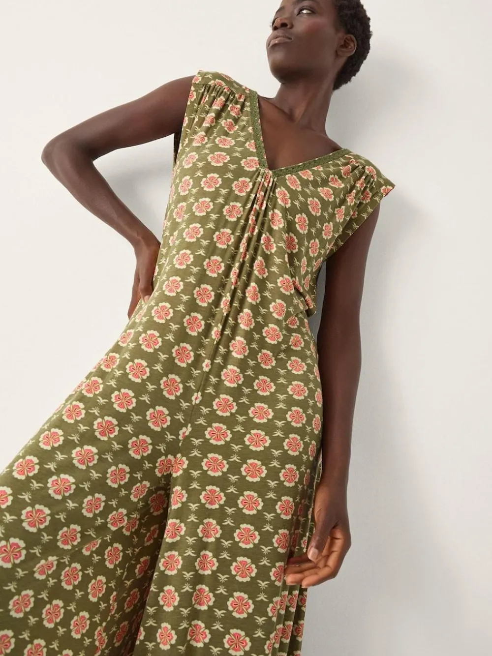 Outlet Monsoon Green Maddie Sleeveless Floral Print Jumpsuit