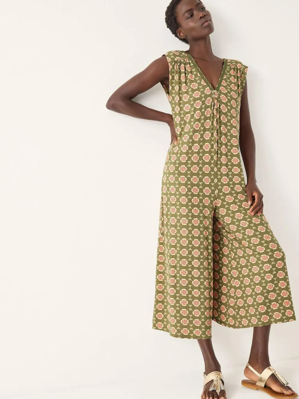 Outlet Monsoon Green Maddie Sleeveless Floral Print Jumpsuit