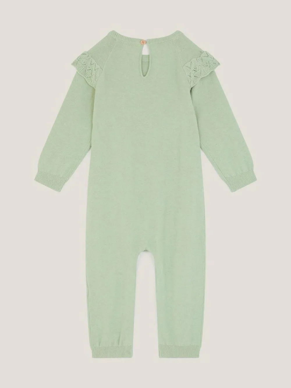Monsoon Green Newborn Embroidered Cable Knit Romper^ Rompers & Overalls