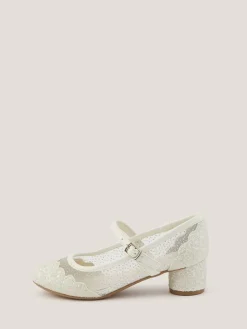 Clearance Monsoon Natural Annabelle Glitter Mesh Heels