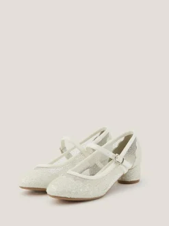 Clearance Monsoon Natural Annabelle Glitter Mesh Heels