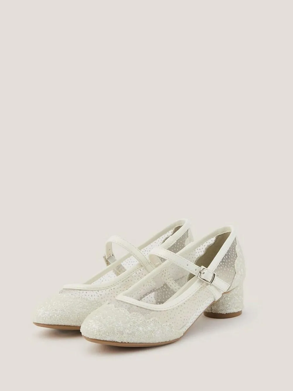 Clearance Monsoon Natural Annabelle Glitter Mesh Heels