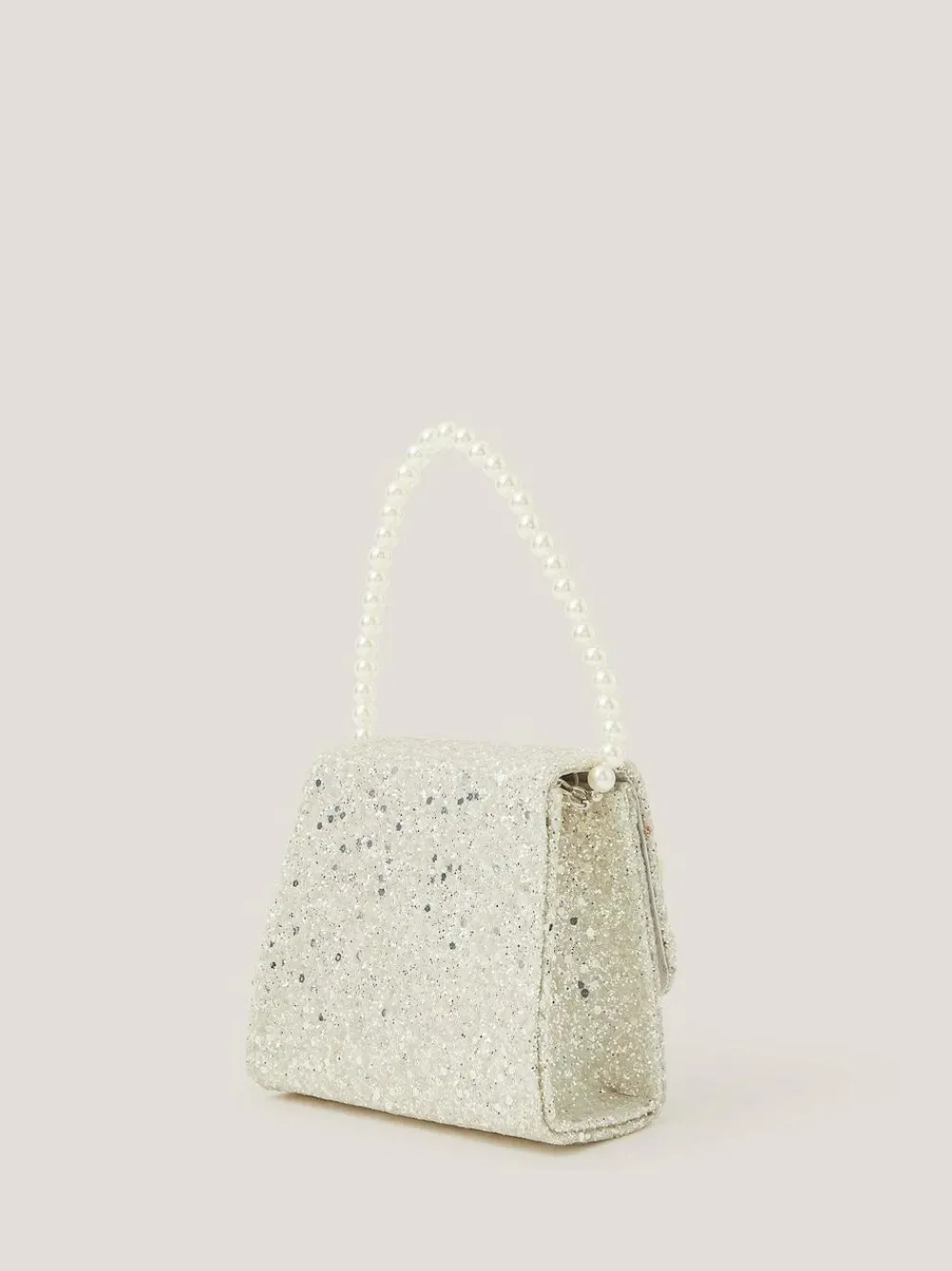 Hot Monsoon Natural Glitter Pearl Bow Handbag & Hair Clips Set